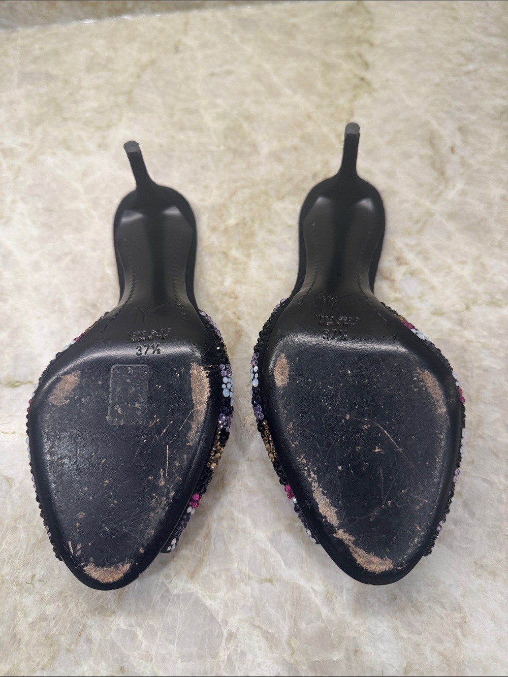 Giuseppe Zanotti Black Beaded Multicolor Crystal Mules - Picture 7 of 9